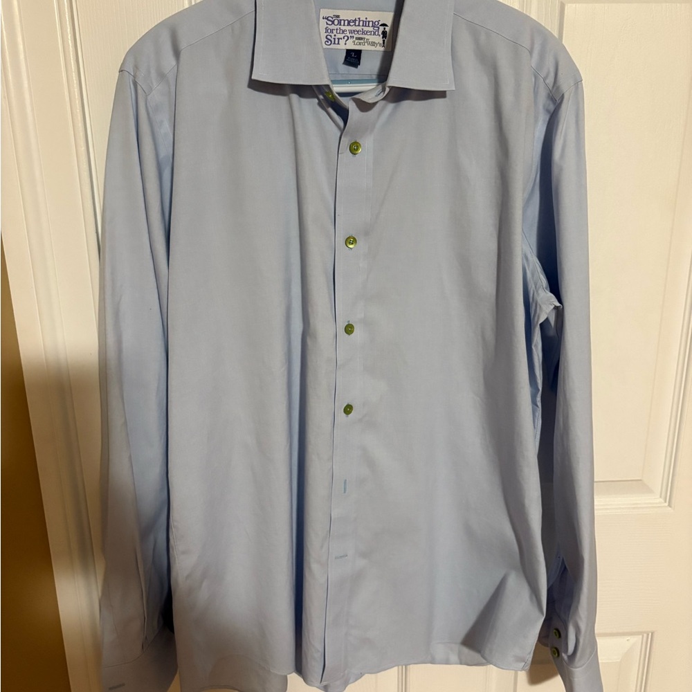 Lord Willy’s Classic Light Blue Men's Dress Shirt with Contrast Buttons